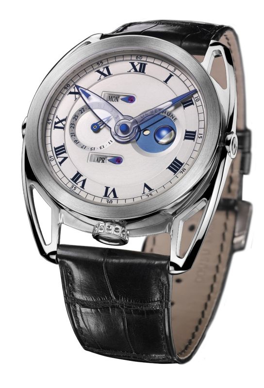 sapphire crystal hand wraped in blued steel and revolving moon