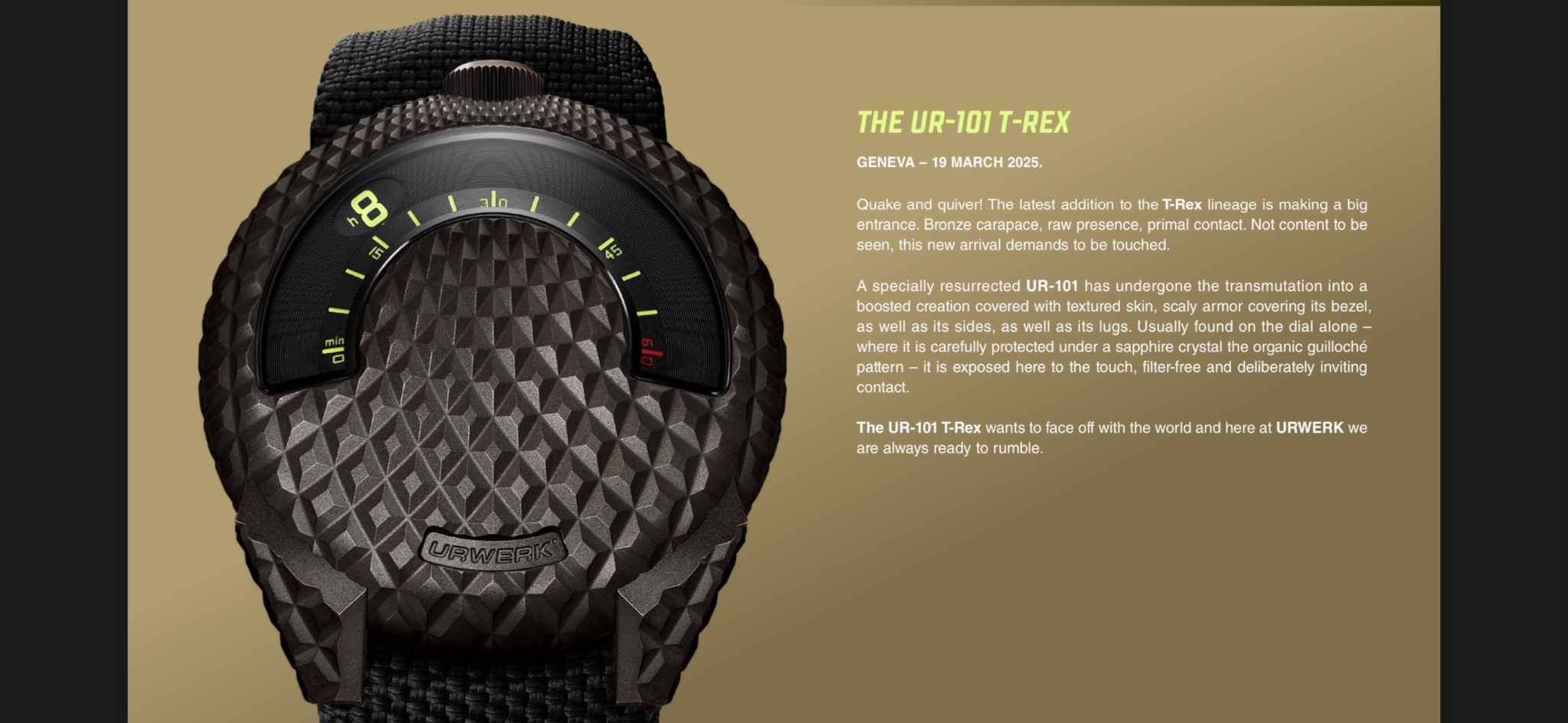 Watch by AHCI and independent haute horlogerie, T-Rex