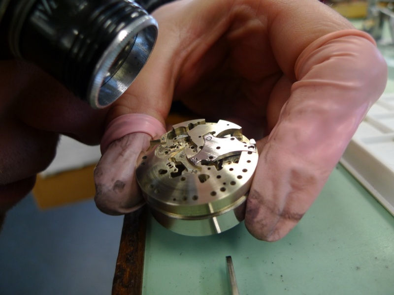 Inspecting the base plate before perlage and finishing