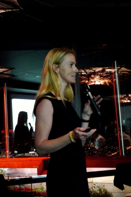 Joanna Lange giving a speech on A Lange & Sohne history and milestones 