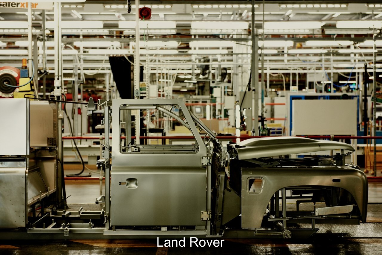 There are only seven robots on the production line of the Defender.