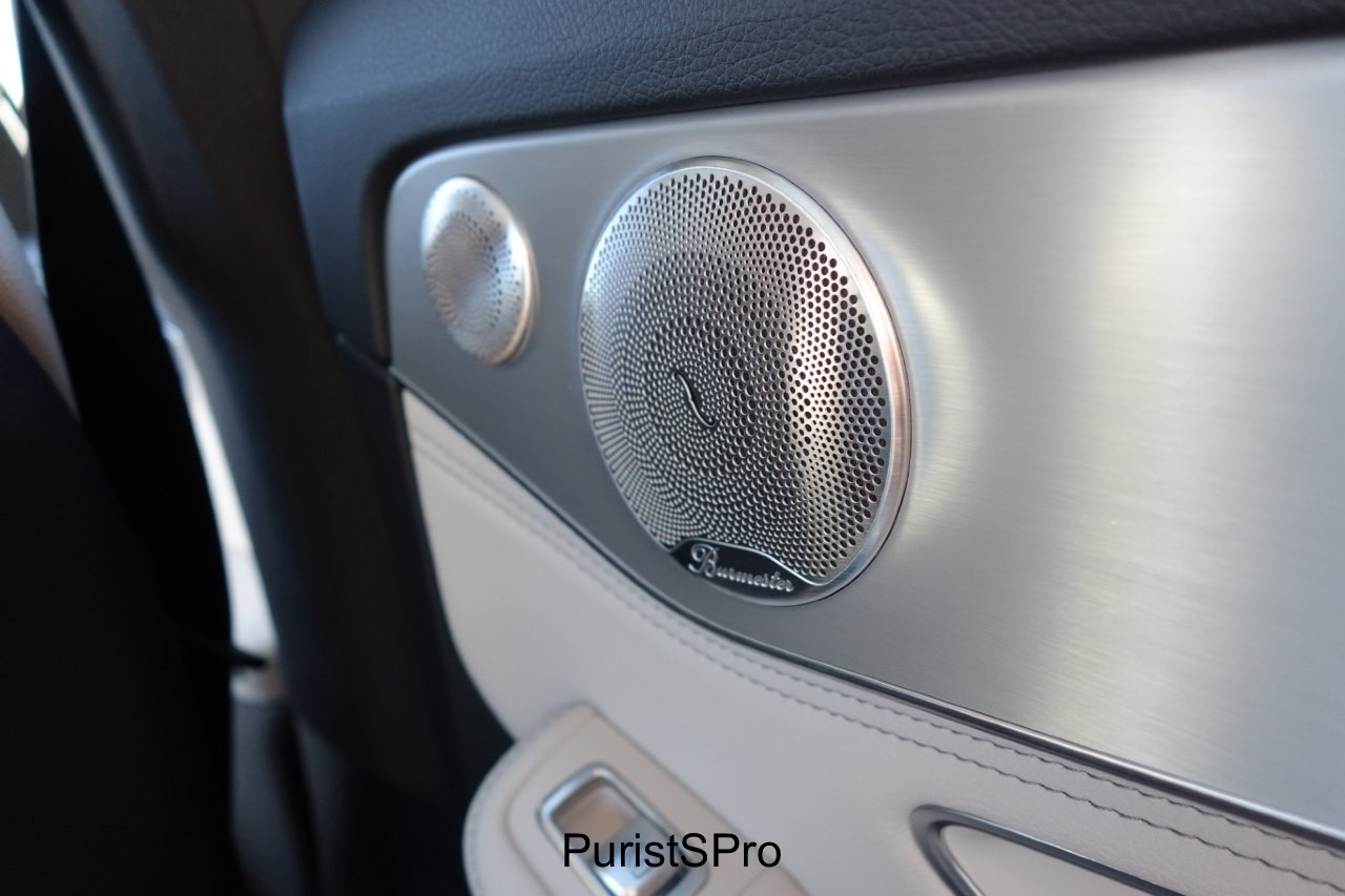 The Burmester sound system features speakers that look like shower heads. 