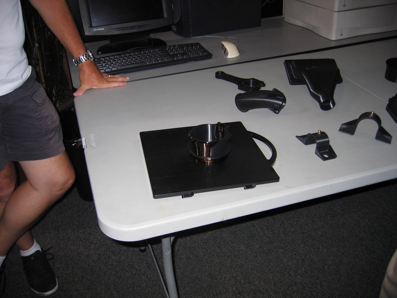 Prototypes are made here in the 3D printer before they're made of metal or carbon fiber in series production.