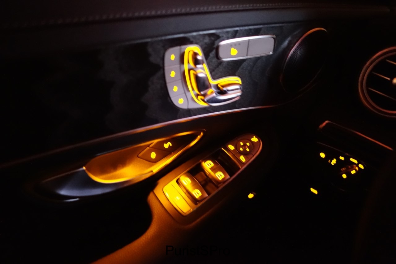 A view of the car at night.