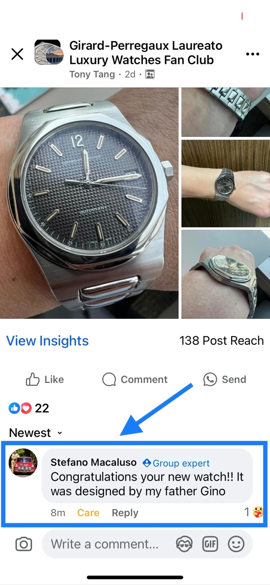 Watch by Girard Perregaux, Laureato, 8010