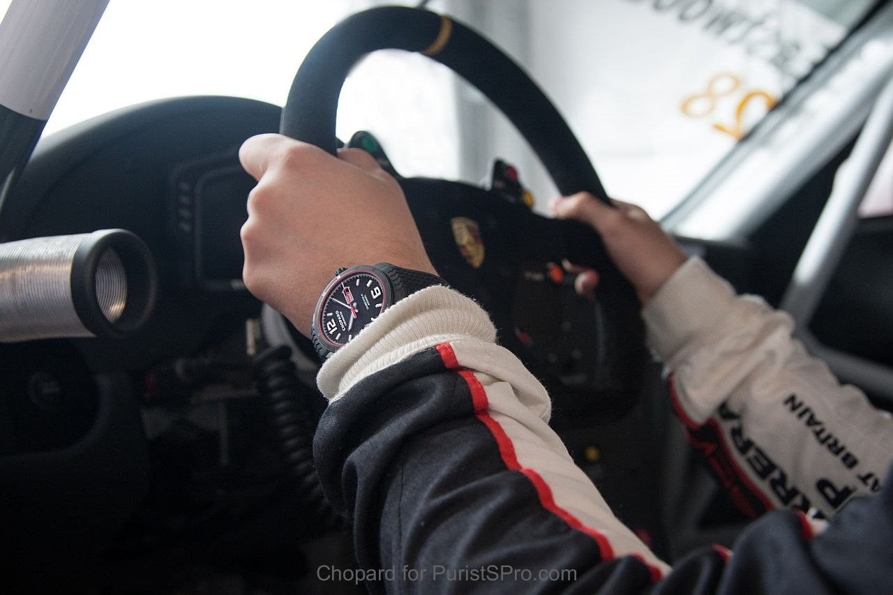 Chopard GTS Speed Black watch in a Porsche 911 GT3 