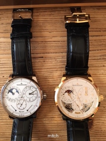 Two dials, absolute white vs antique, creamy white. Two sizes. Blue sky vs burgundy sky. White gold vs with gold.