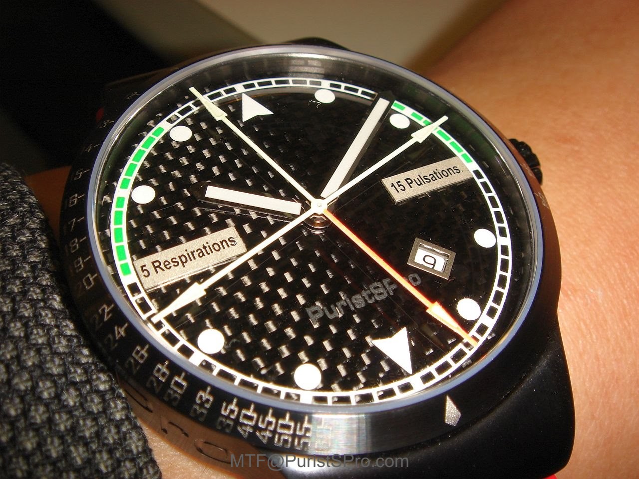 PuristSPro ABR watch real carbon fibre weave dial