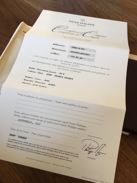 Patek Philippe watch listing