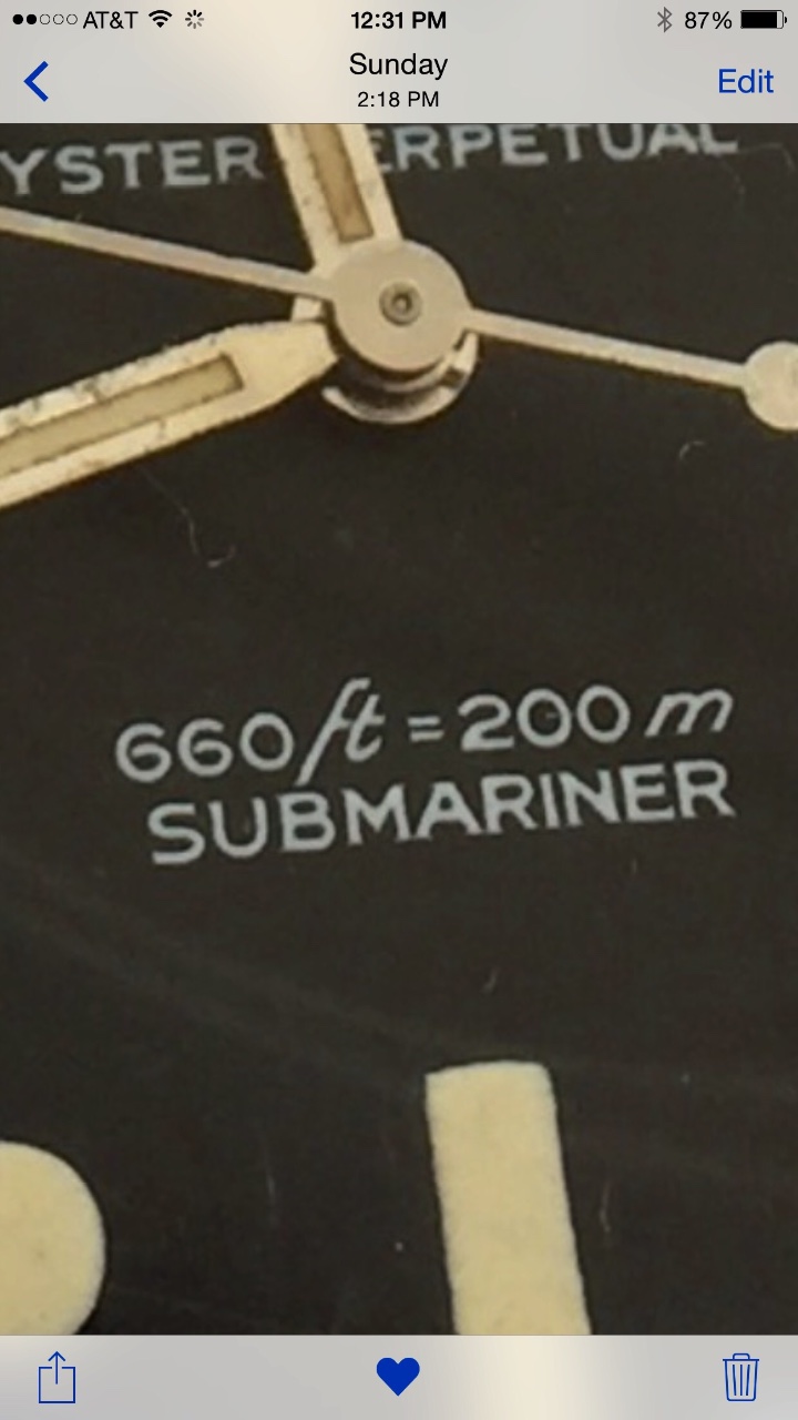 Correct Rolex 5513 maxi with depth above Submariner text F and T aligned