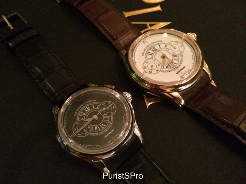 Rarely seen! 2 Montblanc Villerets grand feu enamel chronographs side by side!
