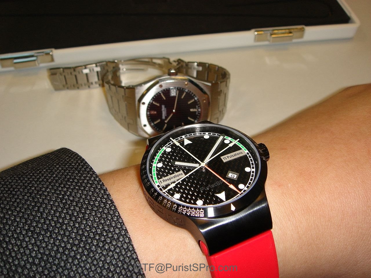 PuristSPro ABR watch Blood Red strap and case size comparison