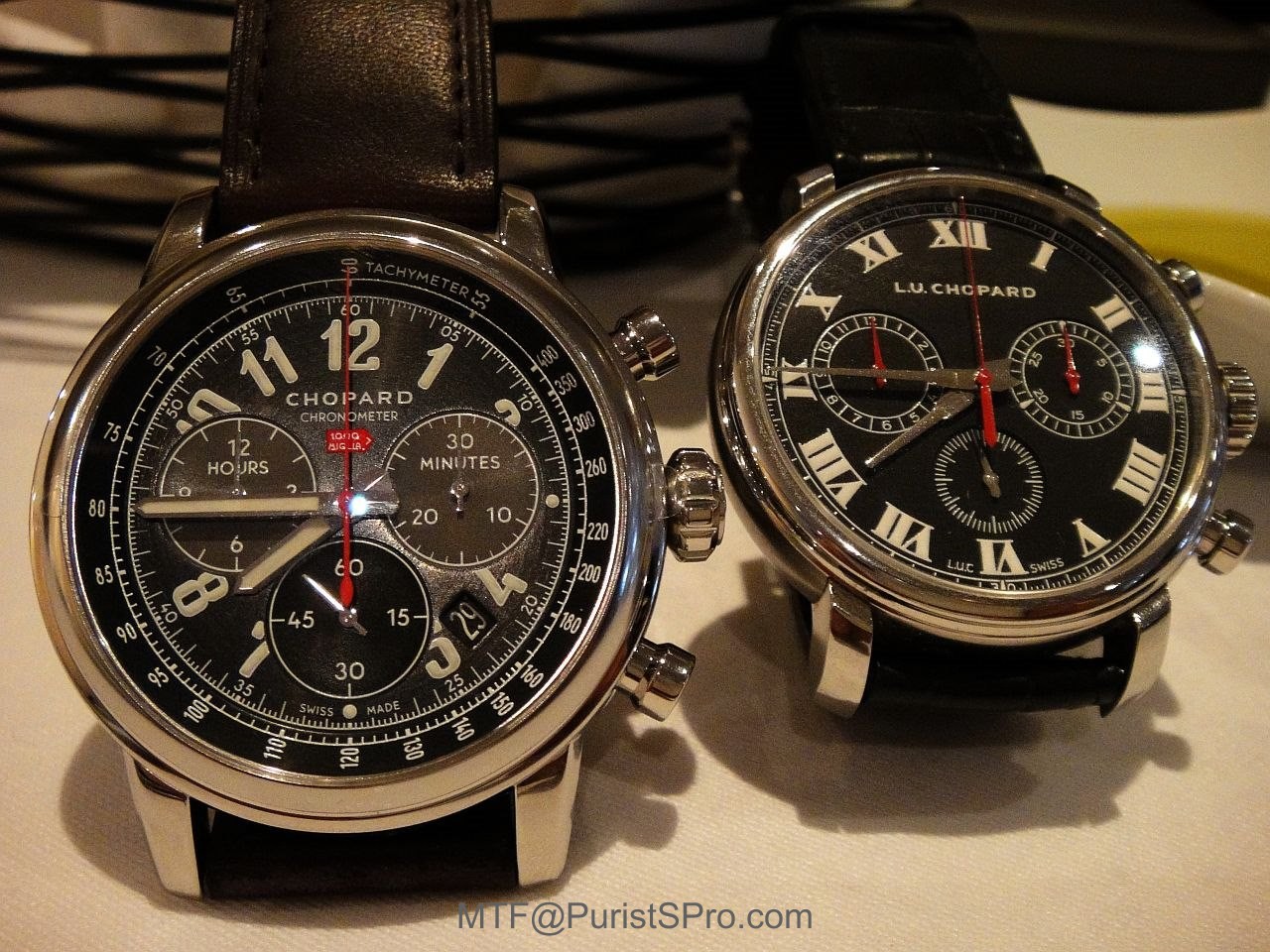 Chopard Steel Chronographs: Black Dials, White Markers and Red Highlights