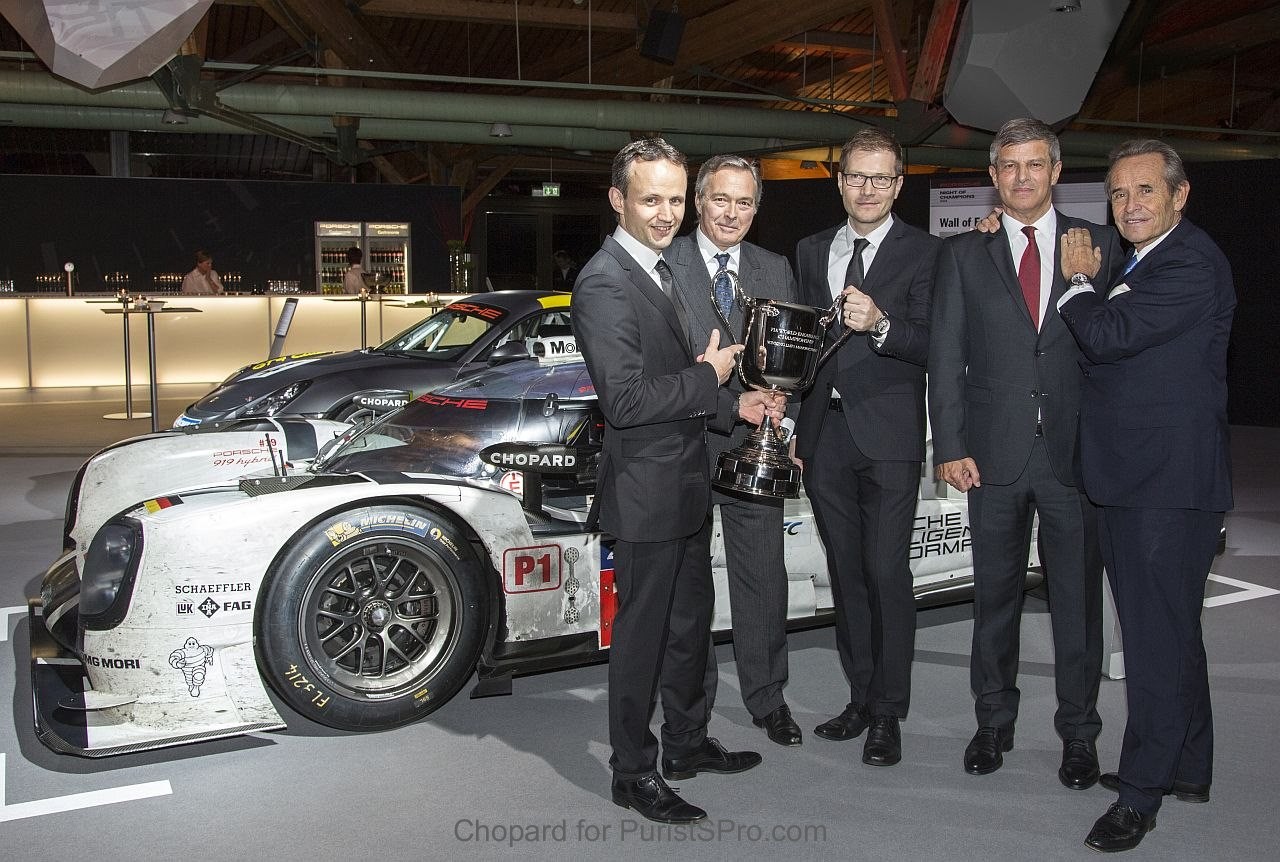L-R: Alexander Hitzinger, Technical director LMP1, Karl-Friedrich Scheufele, Co-president of Chopard, Andreas Seidl, team princi