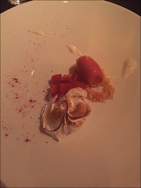 Strawberry eton mess, strawberry sorbet and toasted meringue