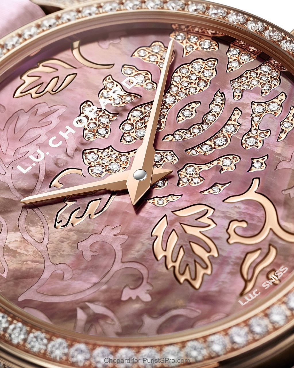 L.U.C XP 35 mm Esprit de Fleurier Peony dial detail