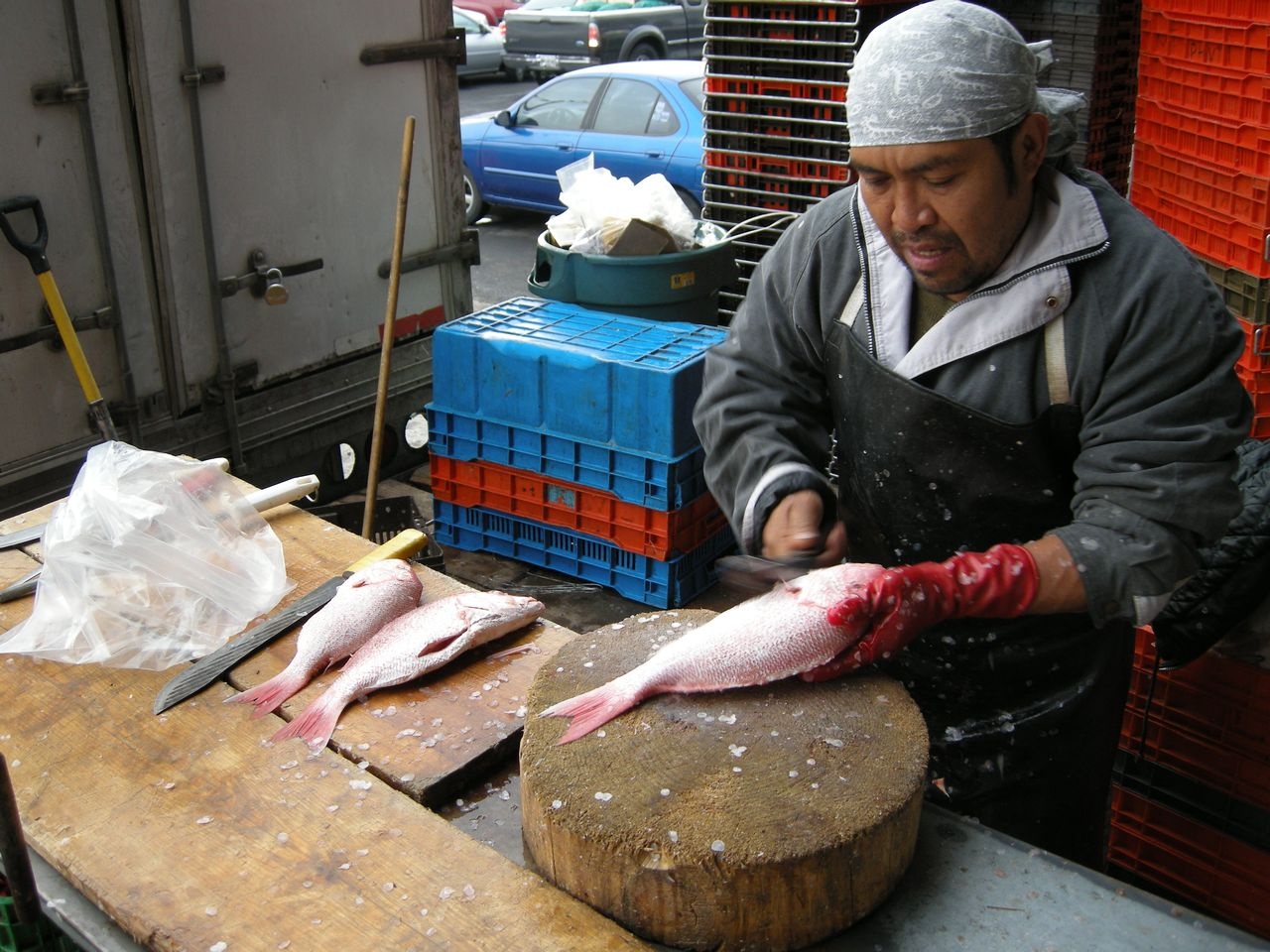 My friend Felipe cleaning something for us...