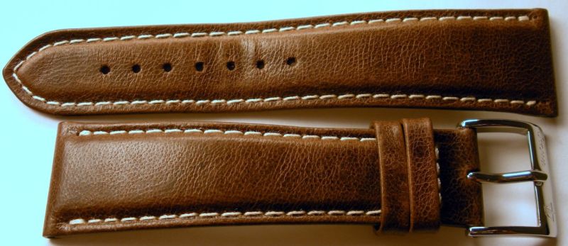 OEM brown leather strap with buckle signed Stowa, and including Stowa logo.