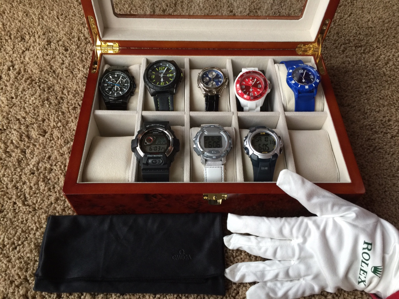 And he took my gloves and Omega cloth to handle his watches.