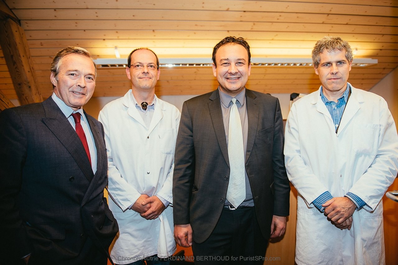 Karl-Friedrich Scheufele and Jean-Nathanaël Karakash with the Chronométrie FERDINAND BERTHOUD watchmakers