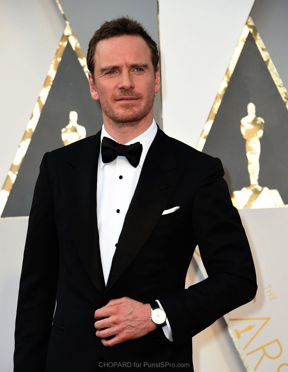 Micharl Fassbender wears Chopard cufflinks and watch at the Oscars 2016