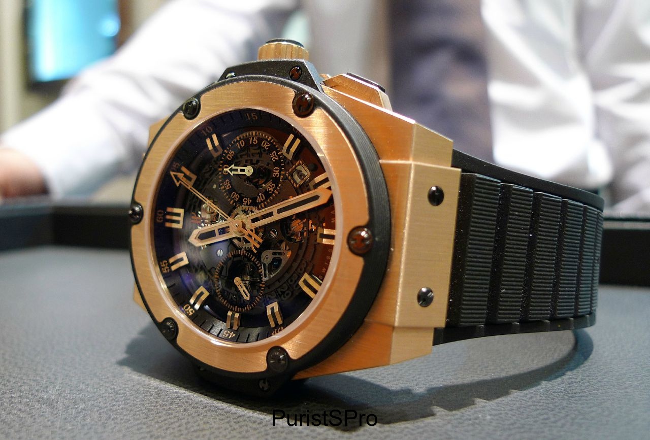 Hublot King Power ブラック ゴールド Hublot Big Bang King Power Split Second Black Guilloche Dial 18K Rose