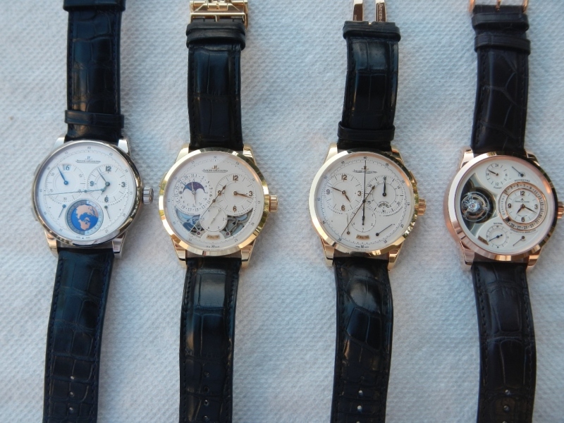 An incredible grouping. A joy to behold. That is for sure. Each one a beauty in and of itself. The UTT, Duometre Quantieme Lunaire, Duometre Chronographe, Duometre Spherotourbillon.