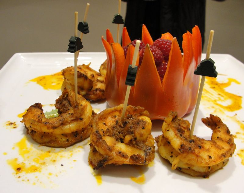 Spiced shrimp.