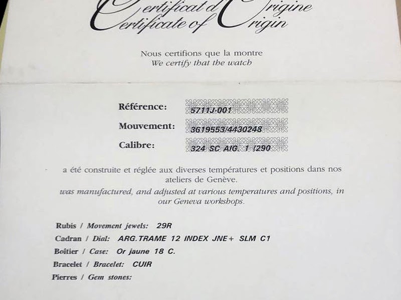 Patek Philippe watch listing