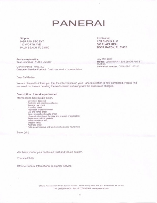 Panerai watch listing