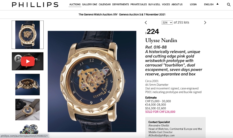 Ulysse Nardin watch listing