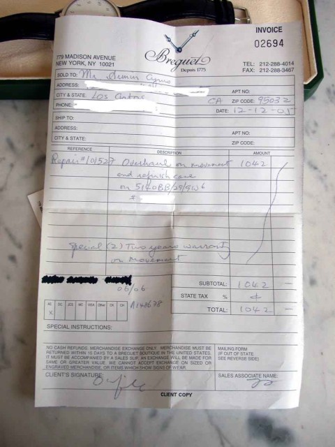 Breguet watch listing