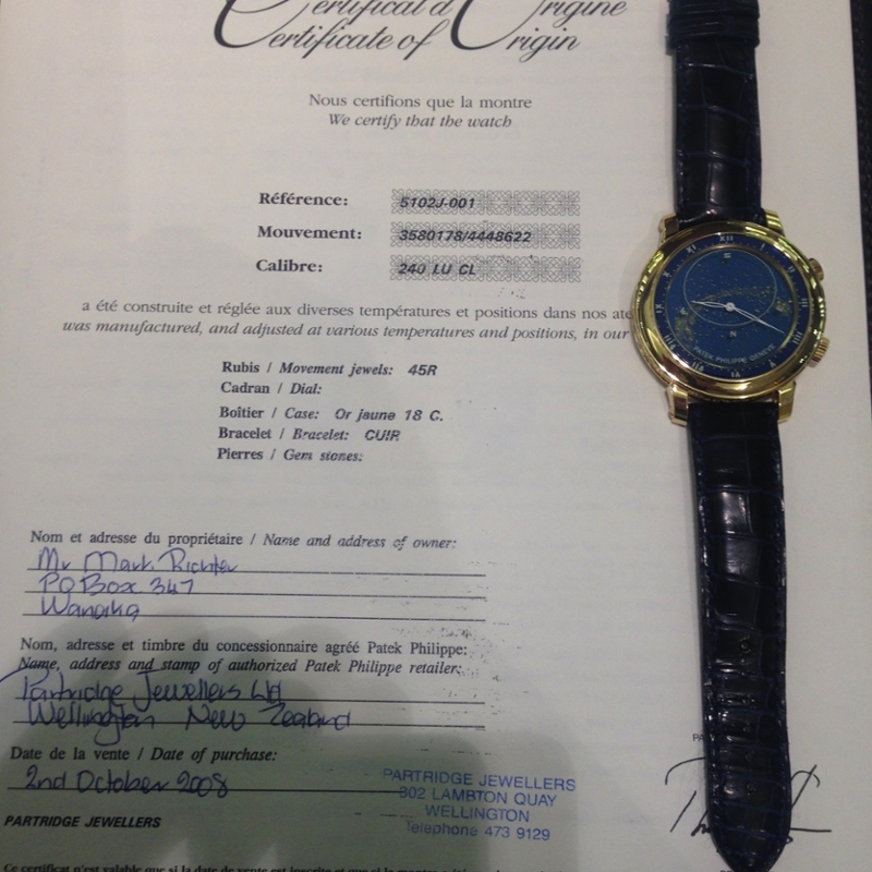 Patek Philippe watch listing