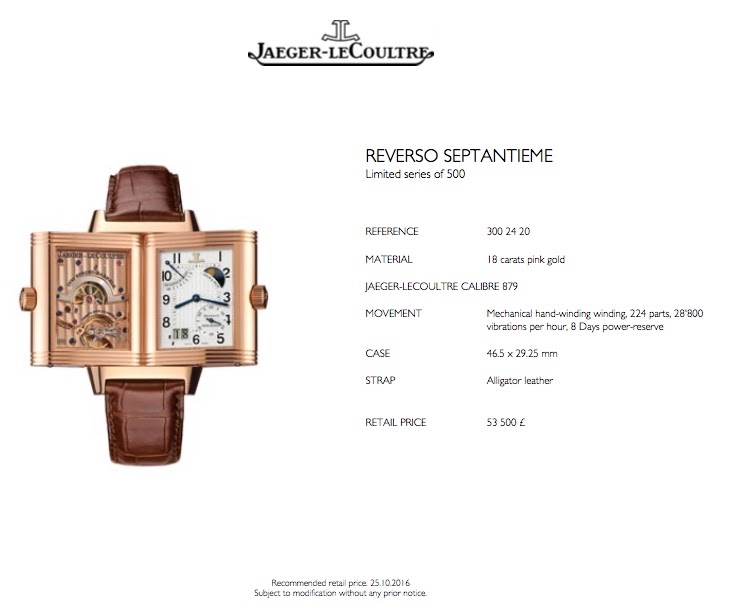 Jaeger LeCoultre watch listing