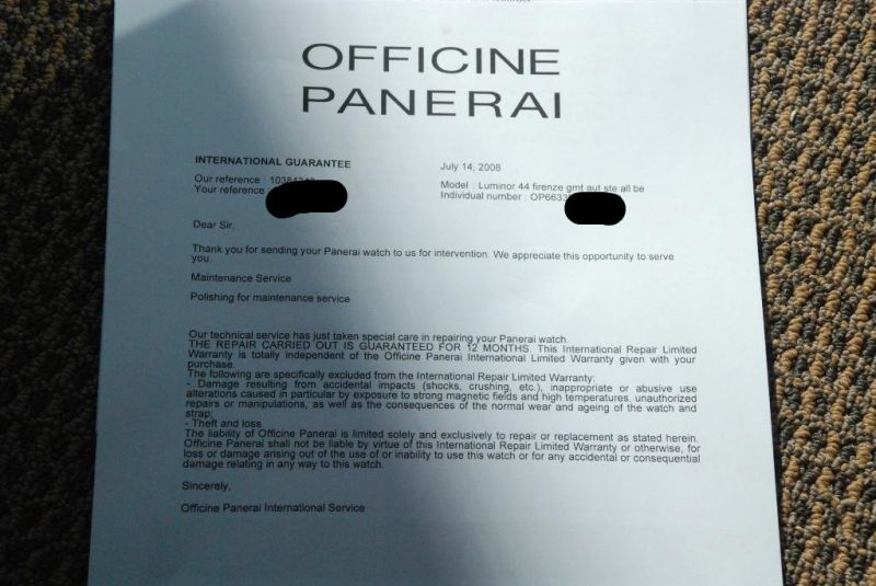 Panerai watch listing