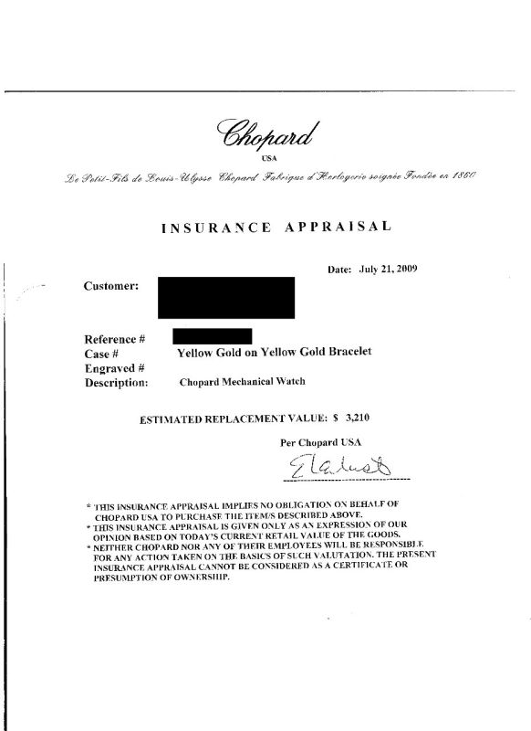 Chopard watch listing