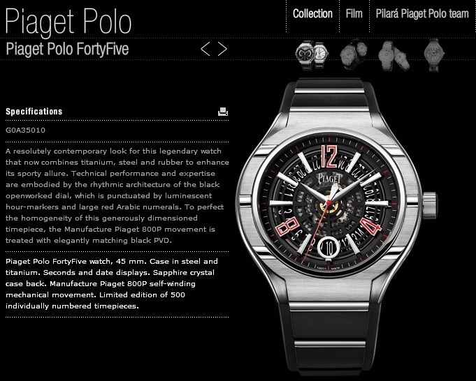 Piaget watch listing