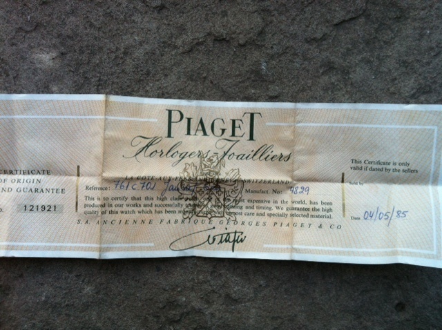 Piaget watch listing
