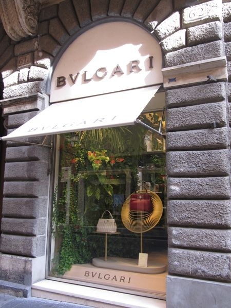 The Bulgari Accessories store across the street