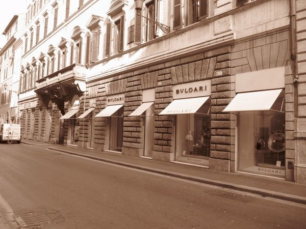 The Bulgari Accessories store across the street