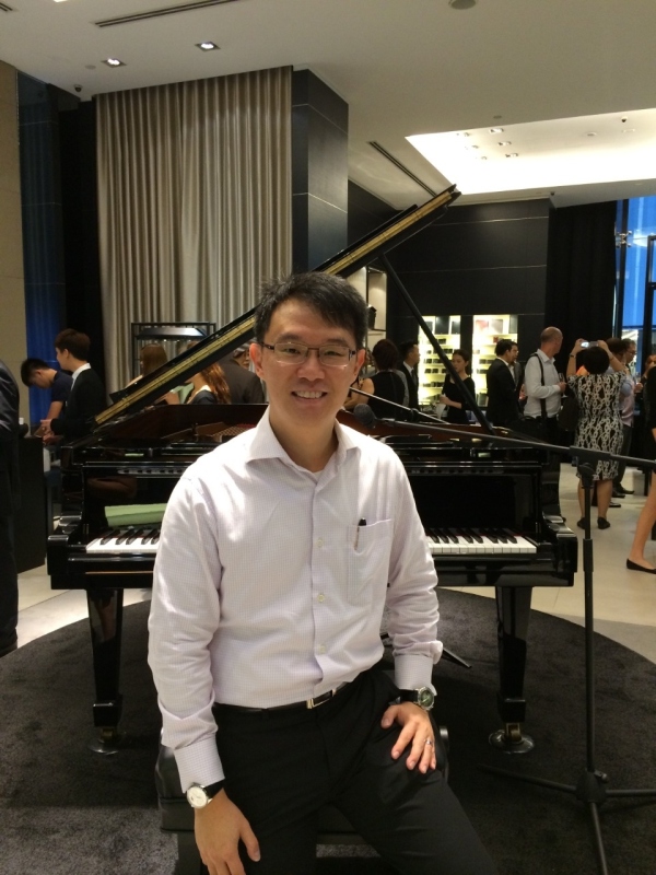 Me posing at the piano with my Montblanc Villeret and JLC MUT Perpetual