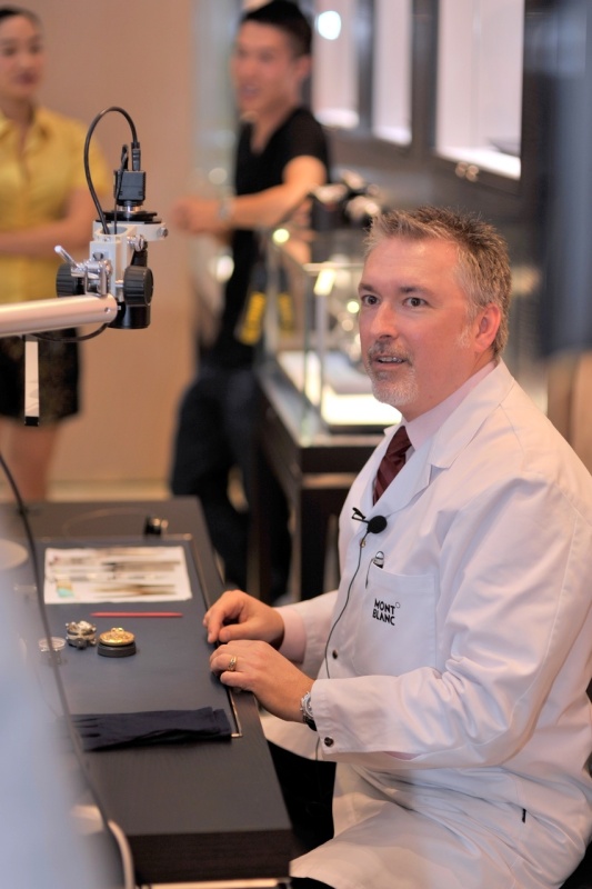 Showing guests the intricacies of fine watchmaking