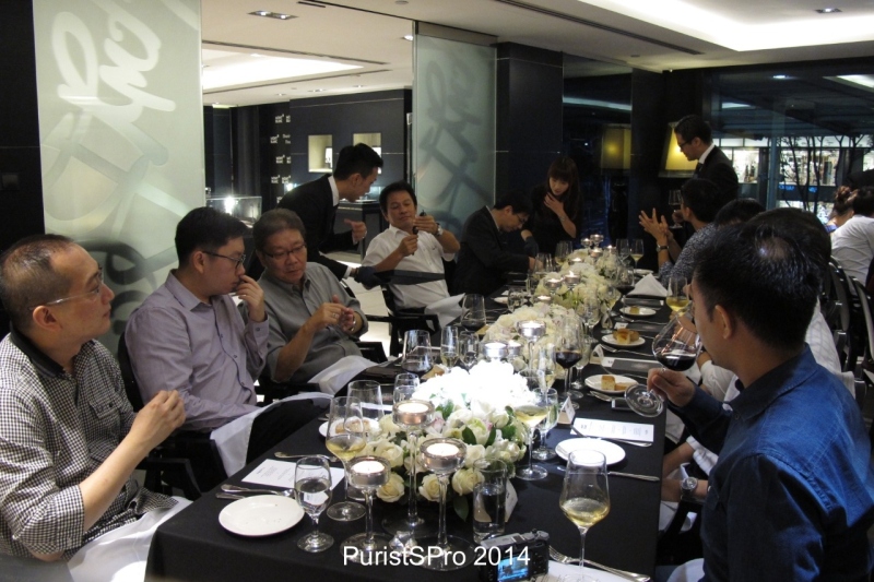 Cosy dinner and viewing the lovely timepieces at the same time - heaven for Purists!