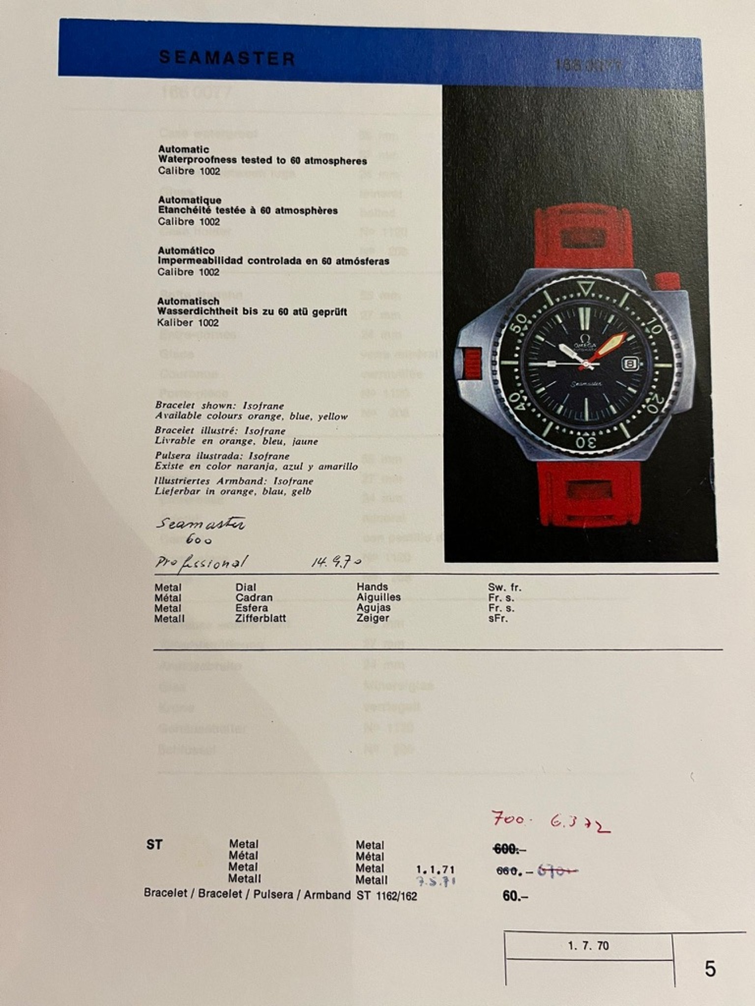 Watch by Omega, Seamaster, Ploprof, Seamaster 600