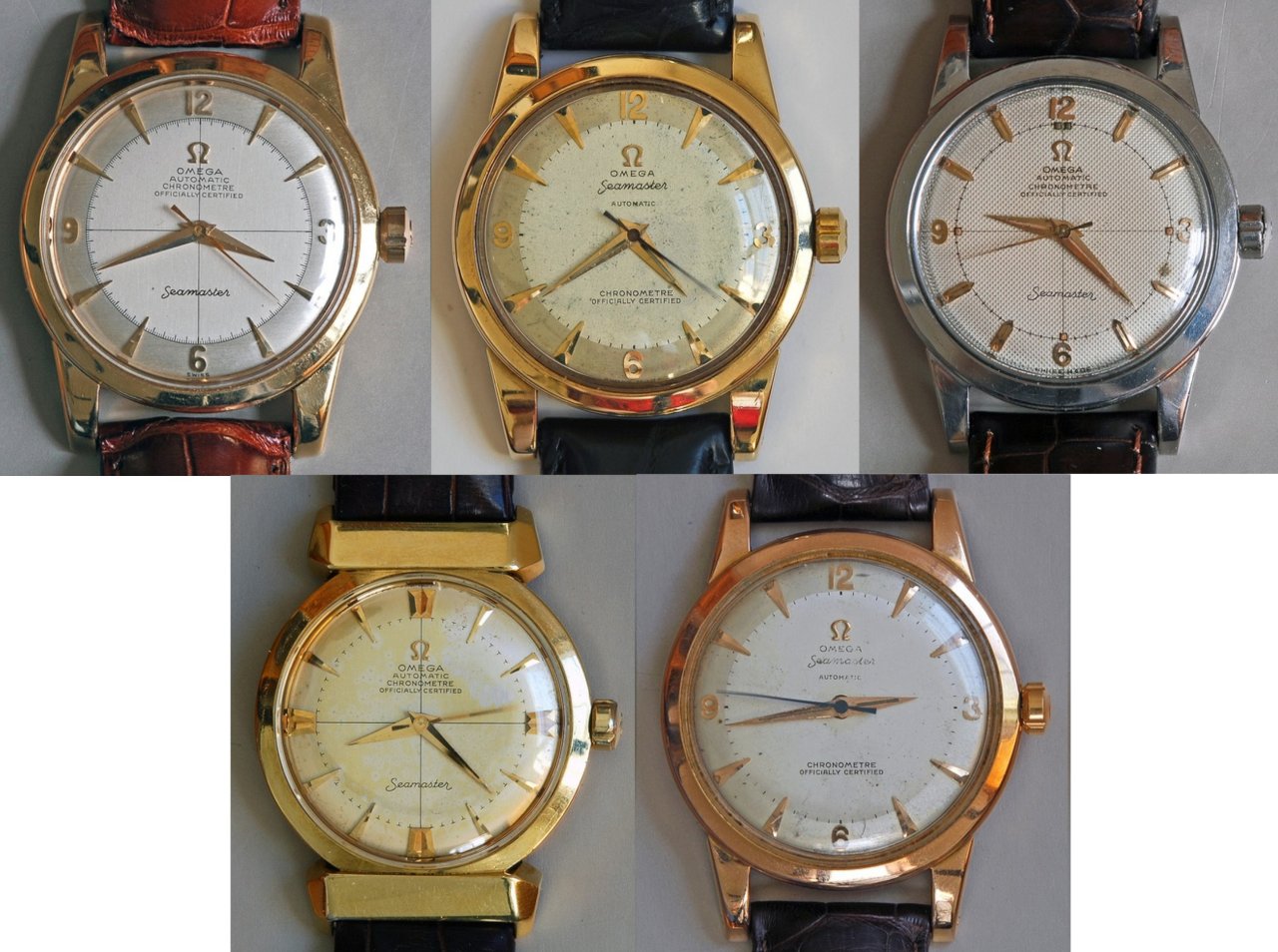Then 5 Seamasters with the cal. 352 - the last one in the group is a 36mm version in 18k PG