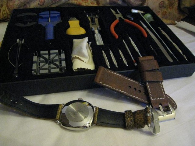 :: now to borrow some tools from my friendly dentist for the strap change..