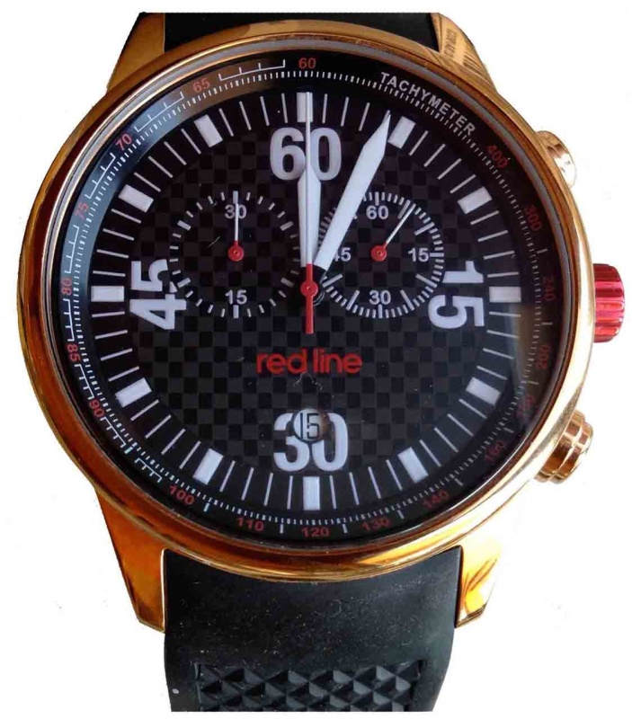 44mm RedLine Chronograph, Swiss Quartz, $49.99