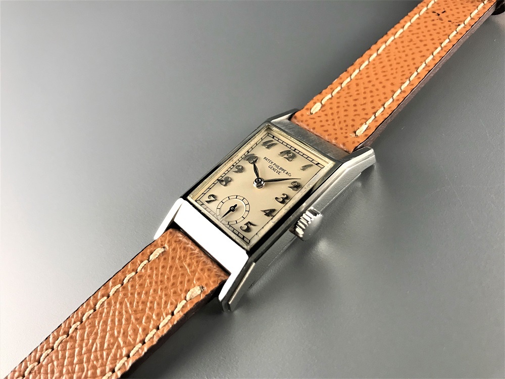 Rare 1937 Patek Philippe watch with steel case, caliber 9-90, and