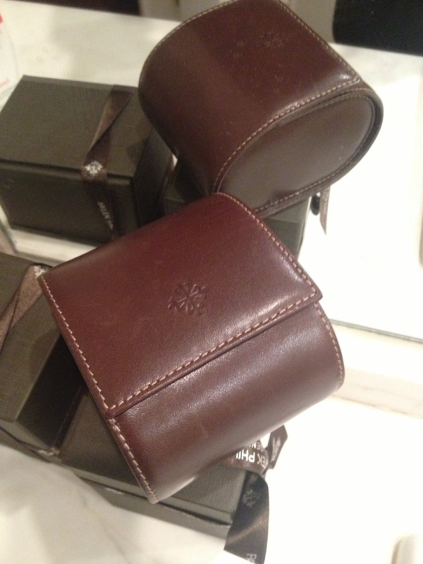 lovely leather travel watch cases with the Calatrava cross on top 