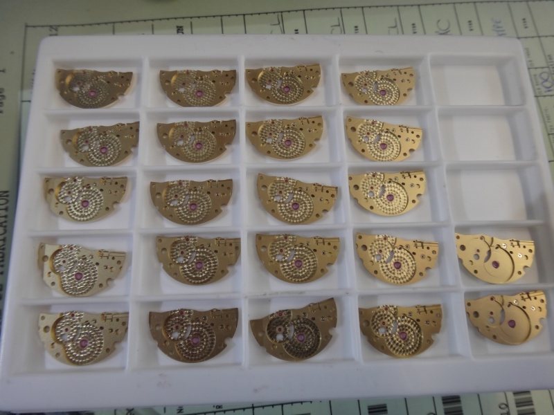 Pieces at various stages of fabrication